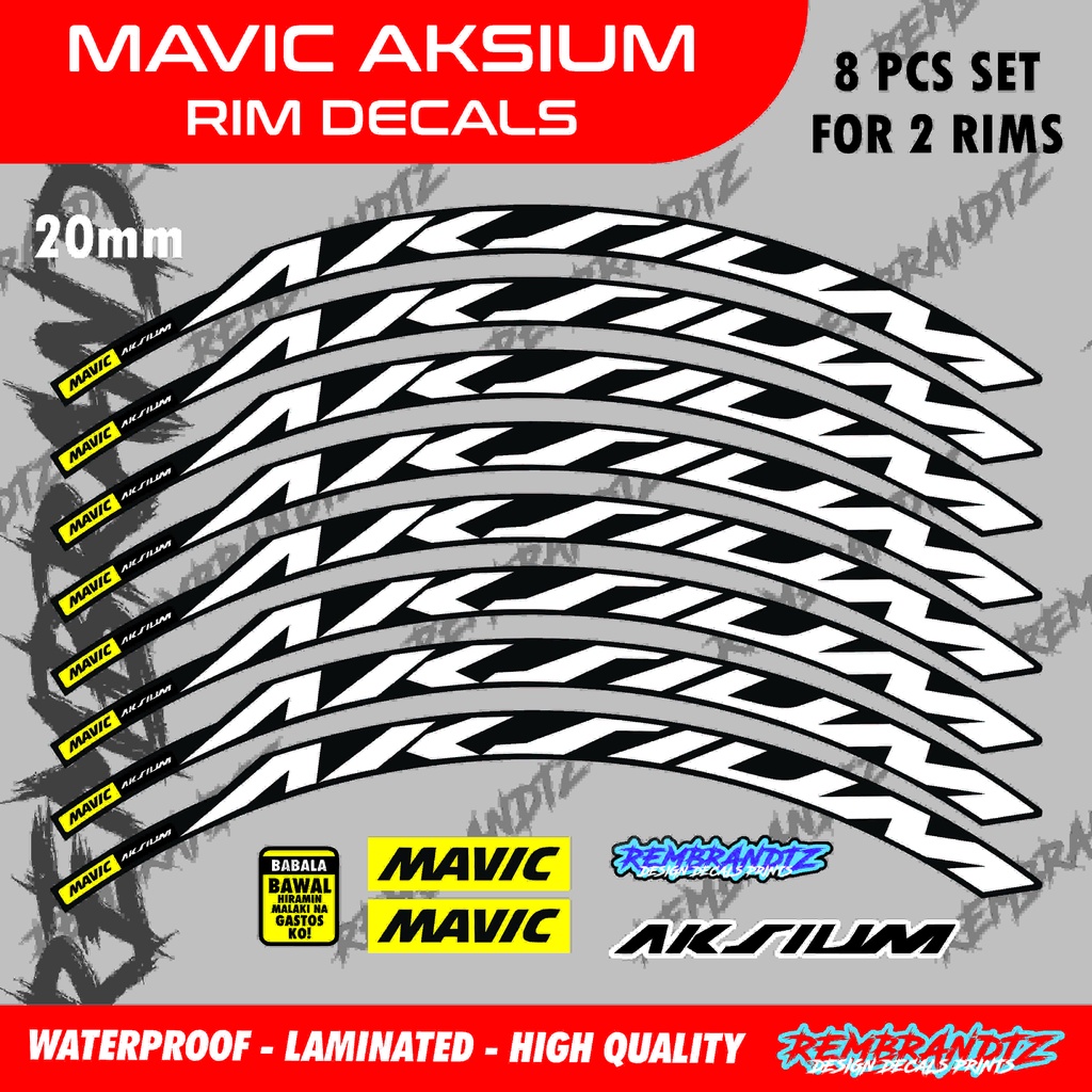 Road Bike rim decals Mavic Aksium rim decals 8 pcs set printed only