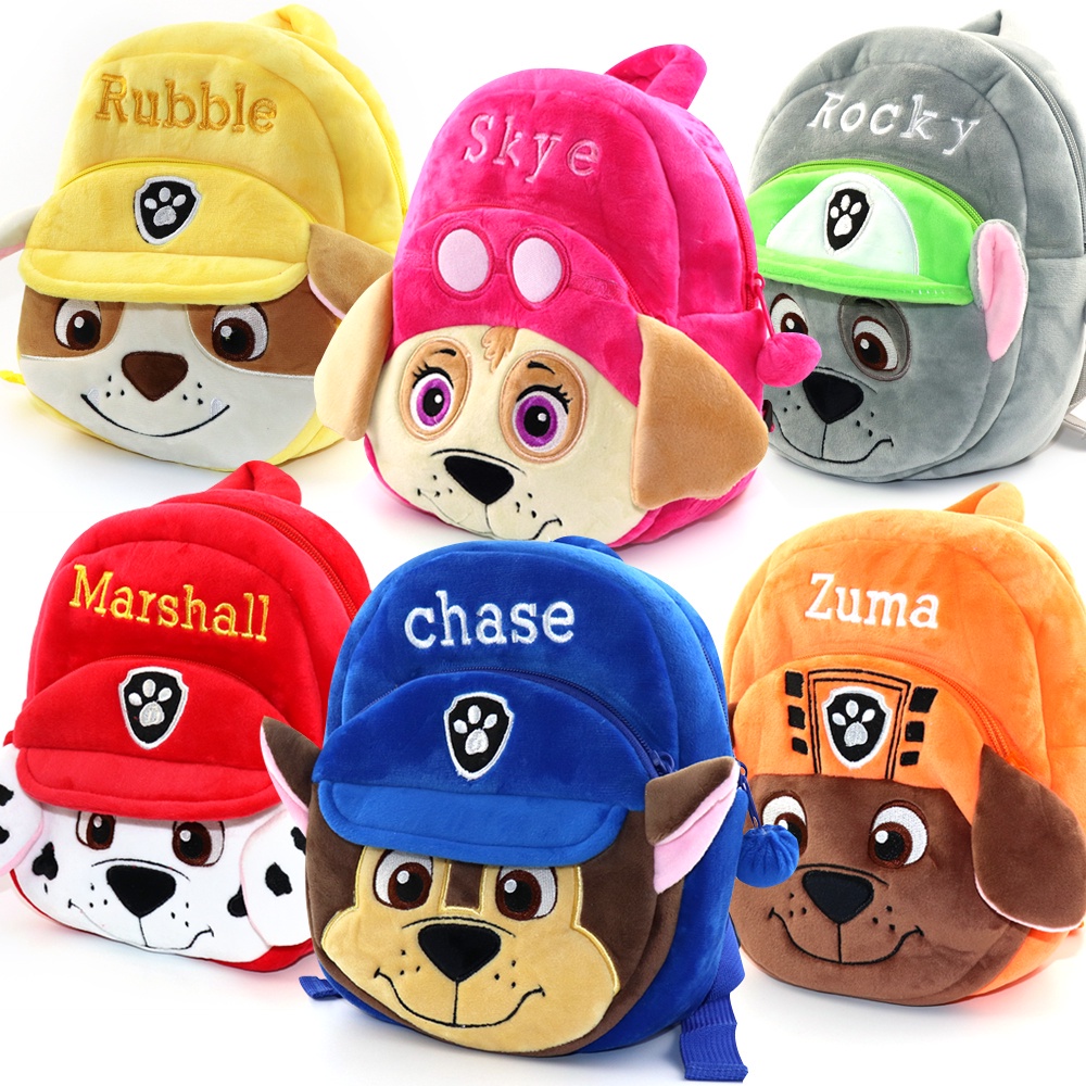 Cute Paw Patrol Plush Backpack Chase Marshall Rocky Zuma Skye Rubble 