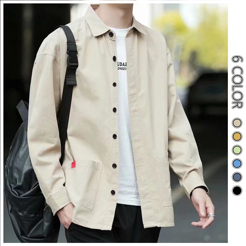 【4 color】M3XL Men's Korean style pocket Polo Shirts Lapel collared