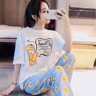 Cotton sleepwear roundneck shortsleeve pajama pooh