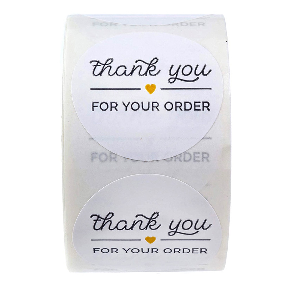 500pcs Round White paper label sticker thank you scrapbook wedding ...