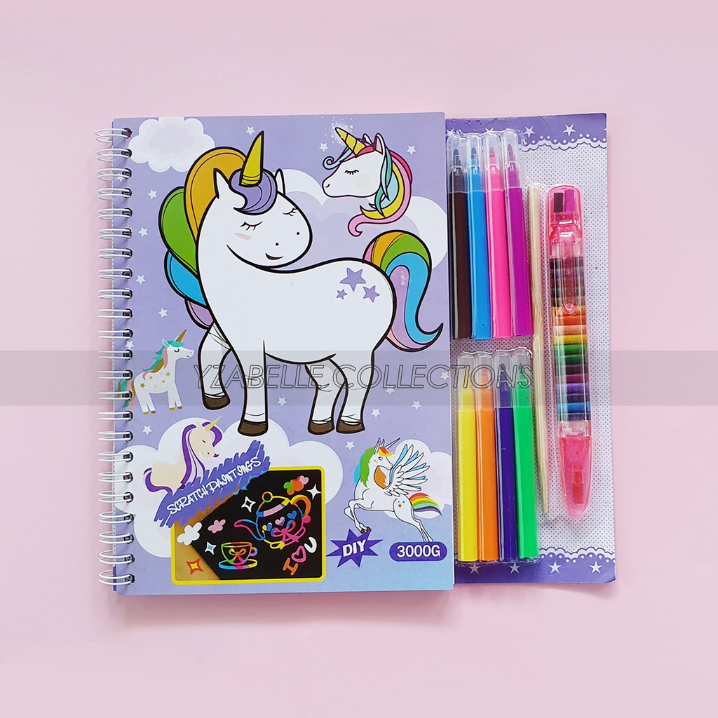 Yzabelle Coloring Scratch Art Set (We Bare Bears, Unicorn and Mermaid ...