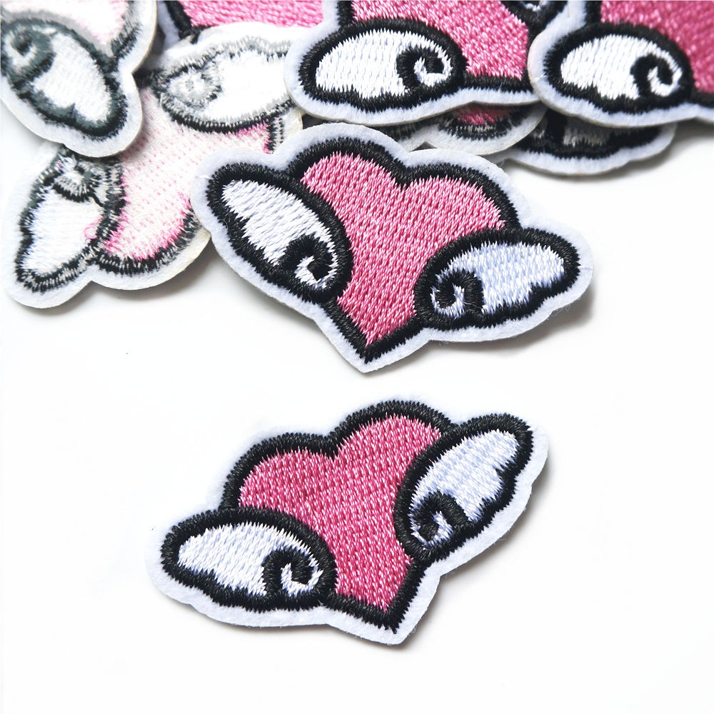 10 Embroidery Angel Wings Heart Patch Sew Iron On Patches Badges Bag