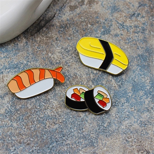 Cartoon Ramen Sushi Enamel Pins Cute Japanese Foods Brooch Denim Shirt