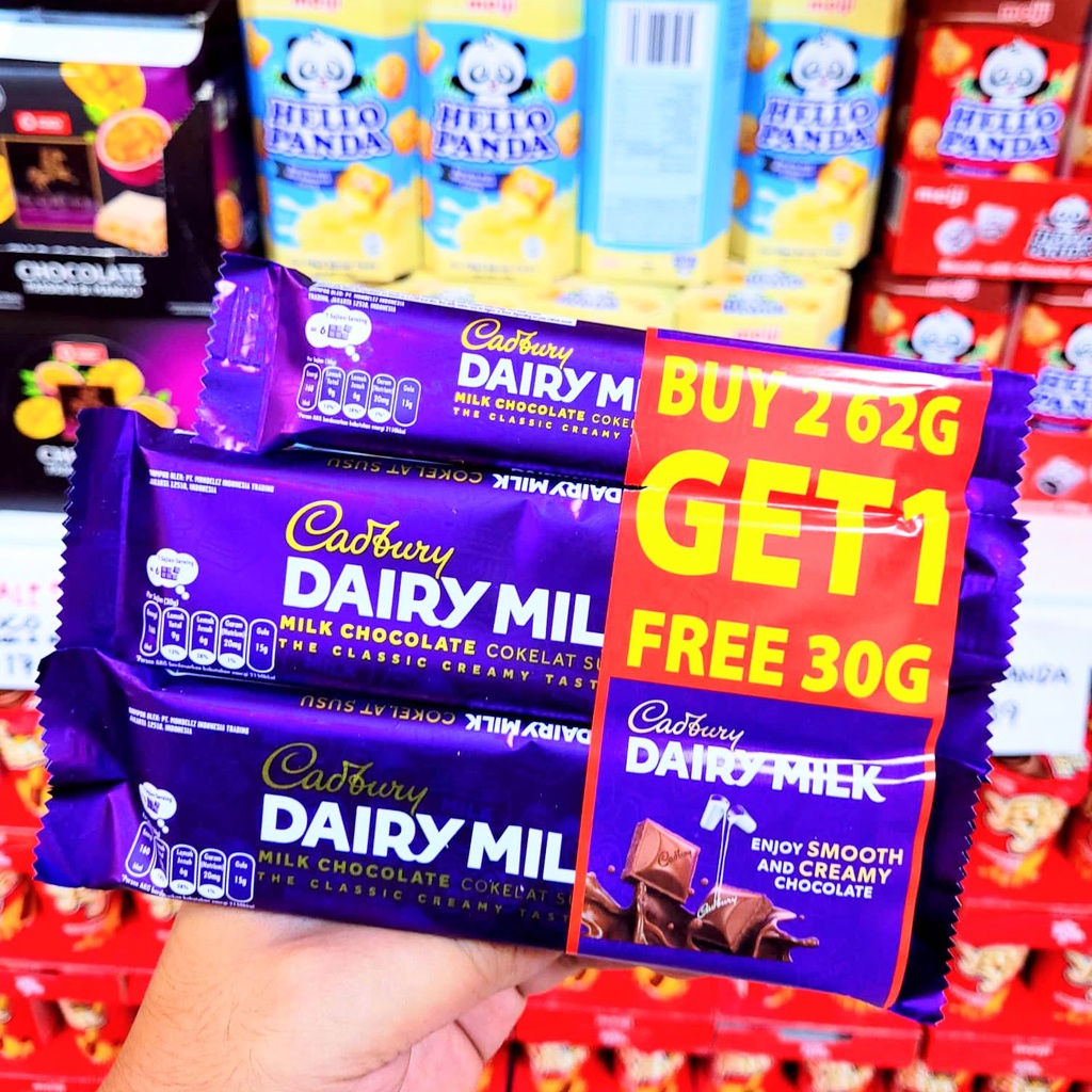 Cadbury Dairy Milk Buy 2 62g Get 1 FREE 30g Chocolate Shopee Philippines