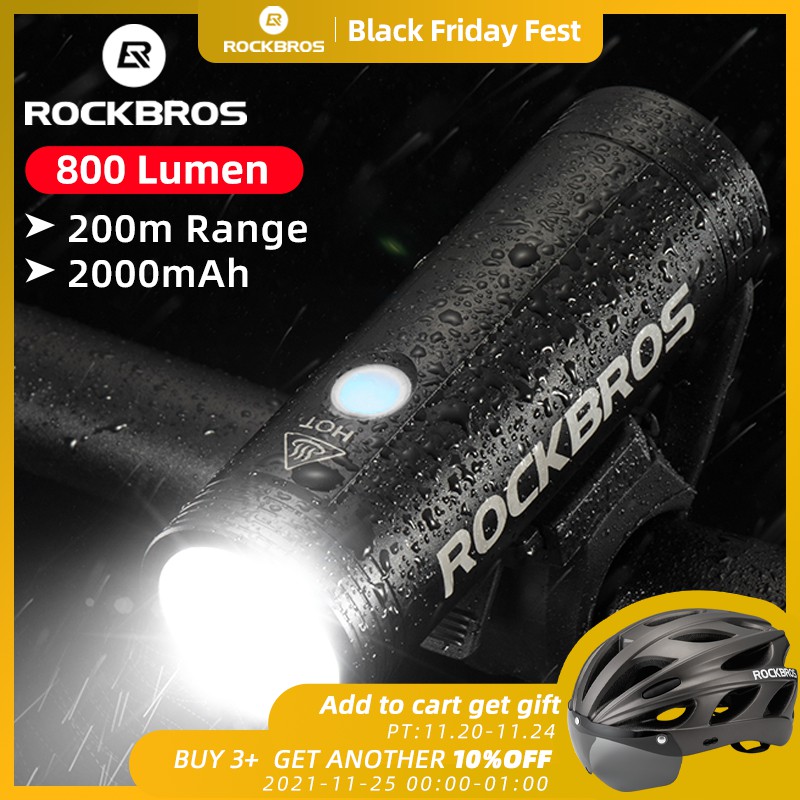 ROCKBROS Bike Light 3000LM 10000mAh Waterproof Bicycle Head Light Flashlight USB