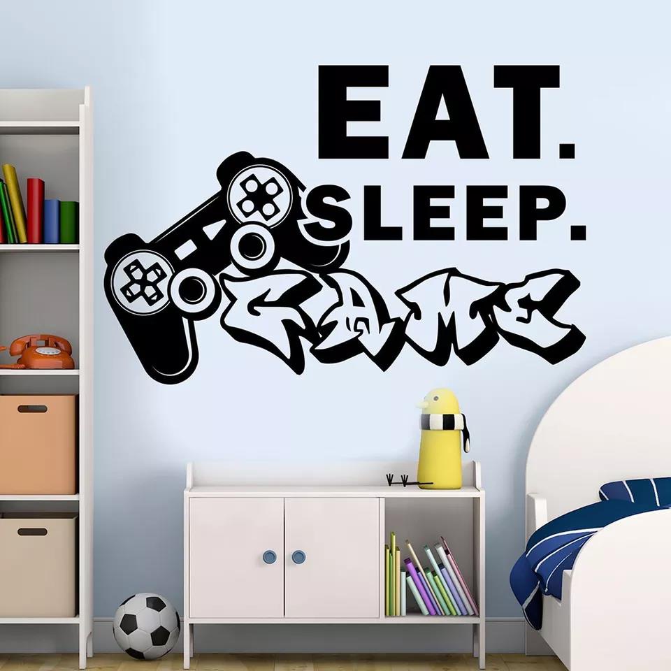 Gamer Wall Decal Eat Sleep Game Decals Bedroom Vinyl Wall Art