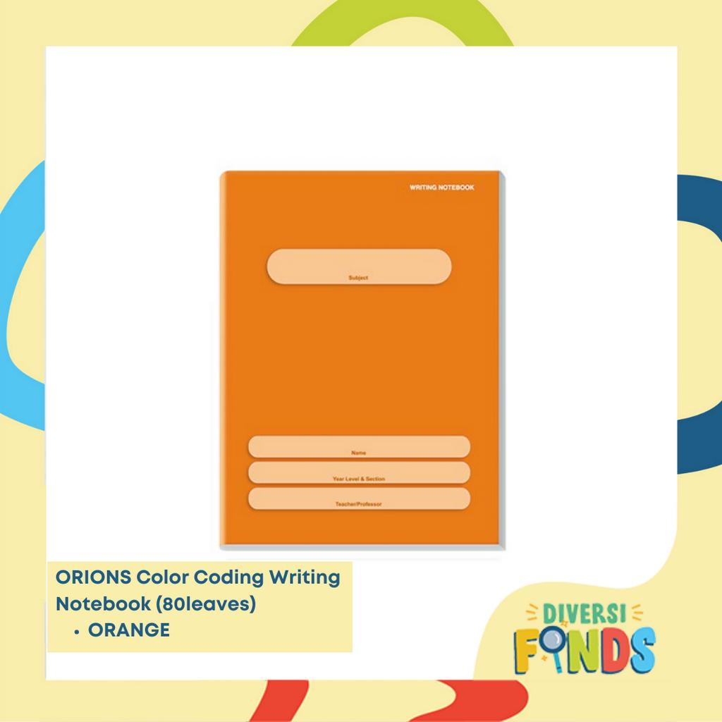 1pc Orions Color Coding WRITING Notebook W/Plastic Jacket 80lvs ...