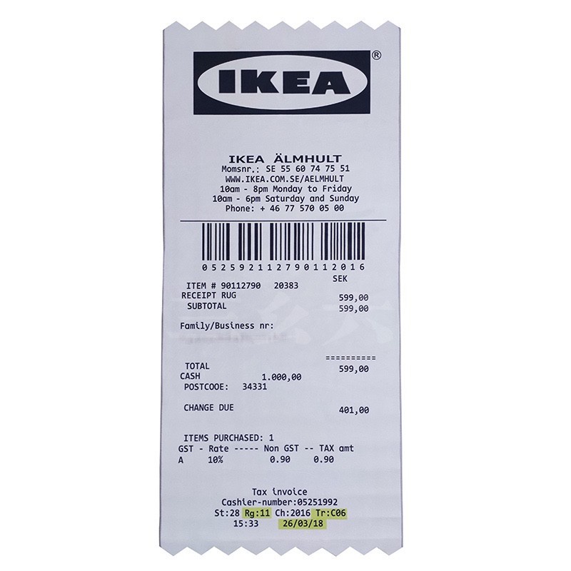Designer！IKEA Receipt Carpet Fashion Brand Rug 90cm*200cm Fool Mat