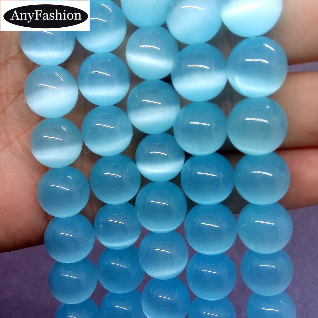 Blue Cat Eye Beads 4-12mm Natural String Loose Opal DIY for Making Bracelet