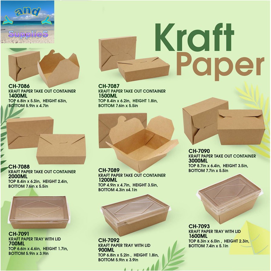 Kraft Paper Take Out Container 2.5 in x 5.2 in