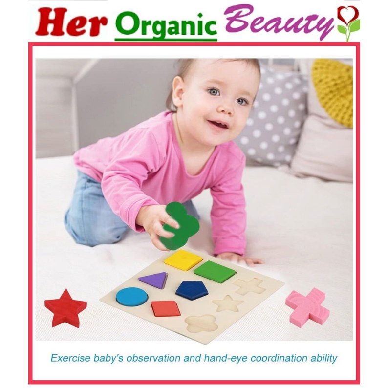 Wooden Geometric Shapes Board Toy (Square 9-Piece or 18-Piece ...