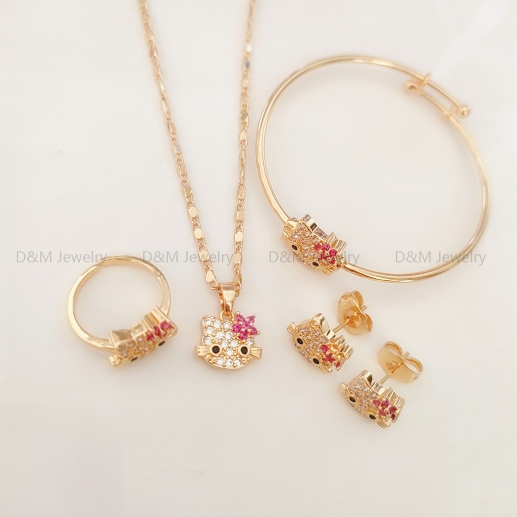 24k Bangkok rose gold Jewelry Kity 4in1 set for kids children w box Shopee Philippines