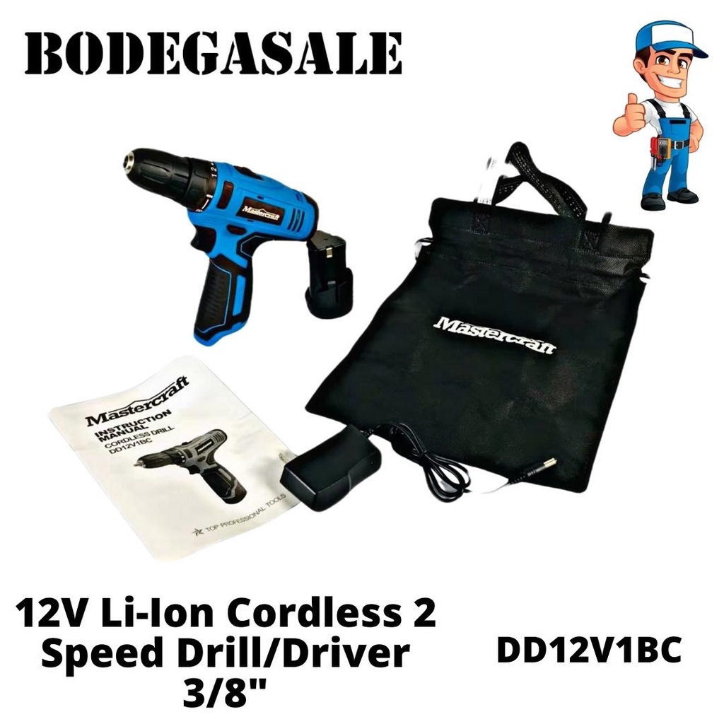 Mastercraft 12V Max Li Ion Cordless 2 Speed Drill Driver 3 8