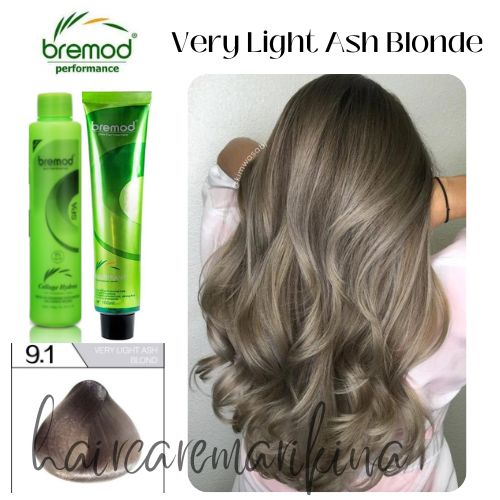 9 1 VERY LIGHT ASH BLONDE Bremod Hair Color With Oxidizer Set