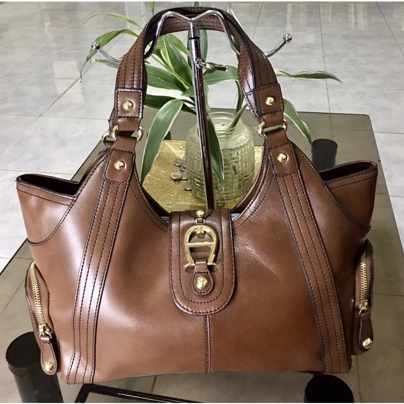 ETIENNE AIGNER Brown Leather Shoulder Bag Shopee Philippines