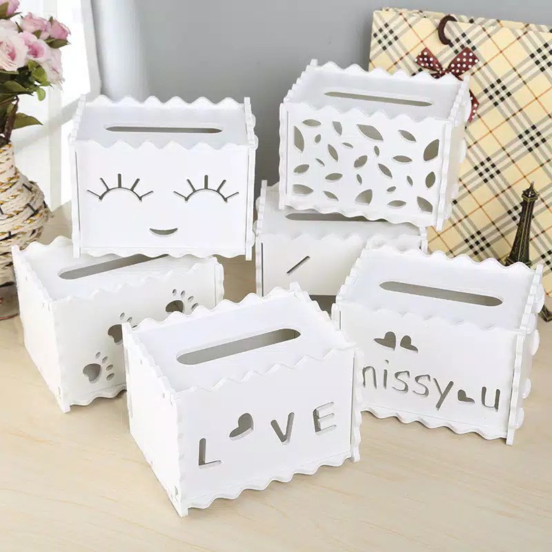 paper box White Wooden Creative Space Saver Tissue Box Paper Towel