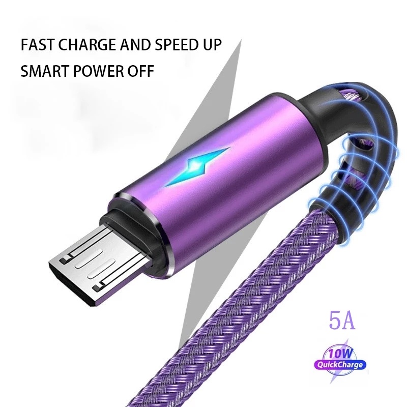1.2m Nylon Braided Durable Fast Charging USB Cables & Android Micro USB ...
