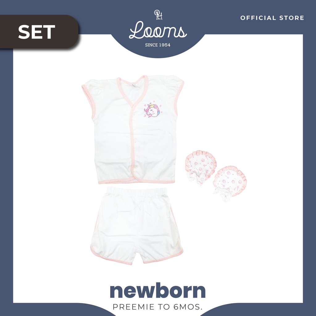 Looms Newborn Baby 06 Months Girl ButtonDown Shirt And Shorts Terno