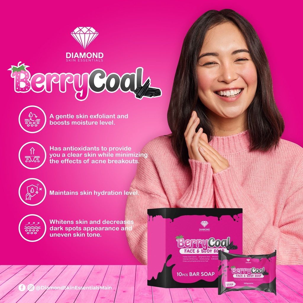 Diamond Skin Essentials Berrycoal Face and Body Soap 1Bar | Shopee ...
