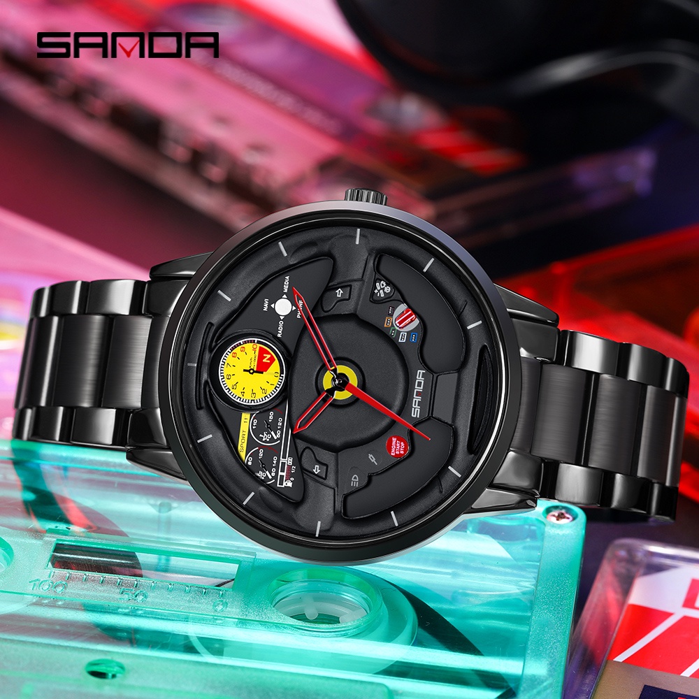 SANDA Sports Car Steering Wheel Personality Fashion Cool Wheel Watch ...