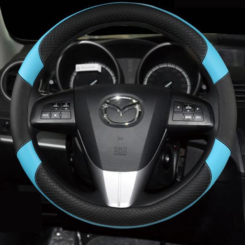 Mazda Carbon Fiber Leather Steering Cover Penutup Stereng No Smell