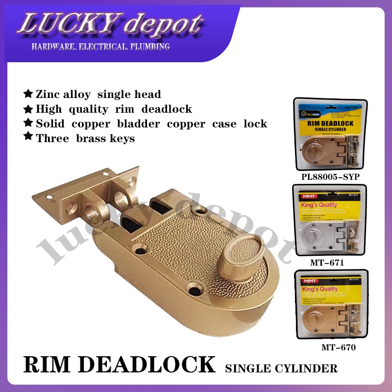 RIM DEADLOCK SINGLE CYLINDER (MMT/POLOLOCK) | Shopee Philippines