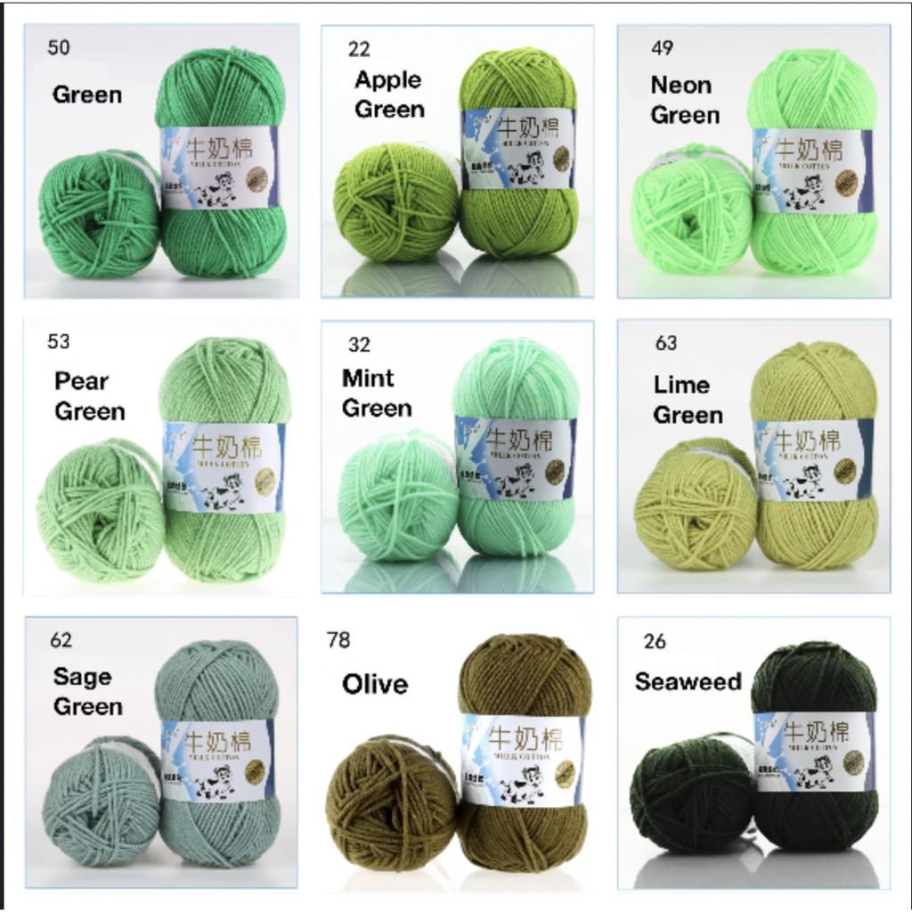 New products﹊﹍﹊Milk cotton crochet knitting yarn 5 ply 50g green color