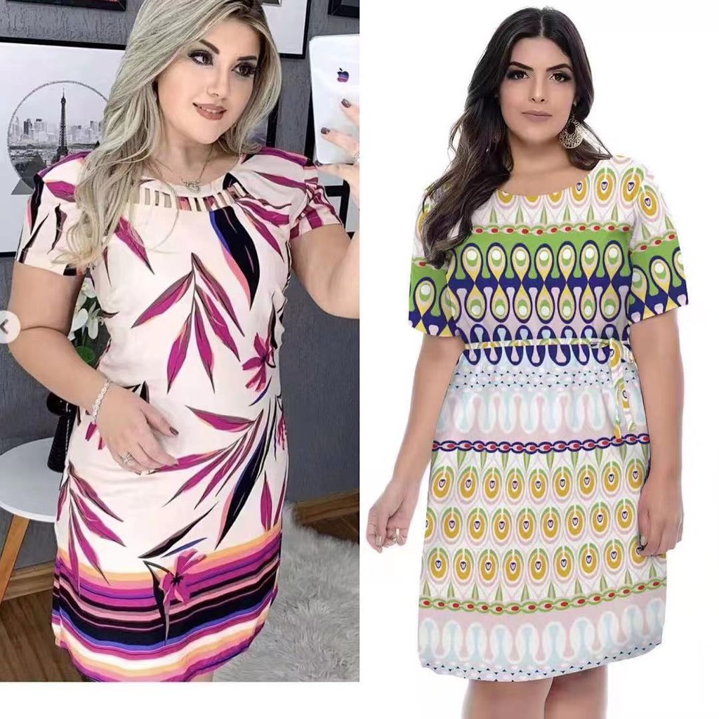 Fashion Dresses Women s Casual Print plus size Dress Shopee