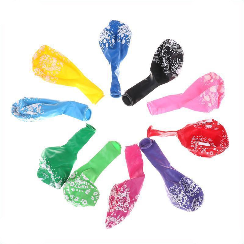 25pcs 12 Inches Happy Birthday Printed Balloons Standard Latex Balloon ...