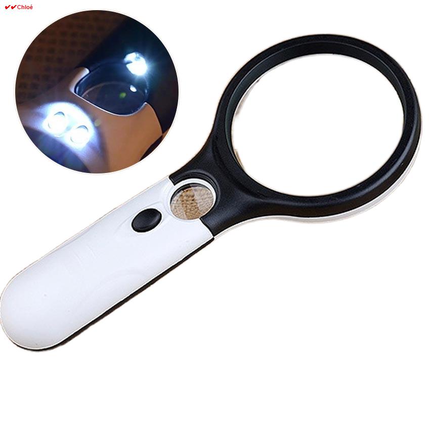Handheld Illuminated Magnifier 3X 45X Microscope Magnifying Glass With