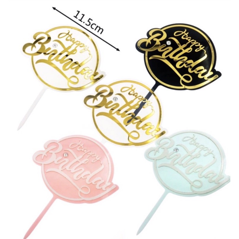 Diamond studded acrylic happy birthday cake topper | Shopee Philippines