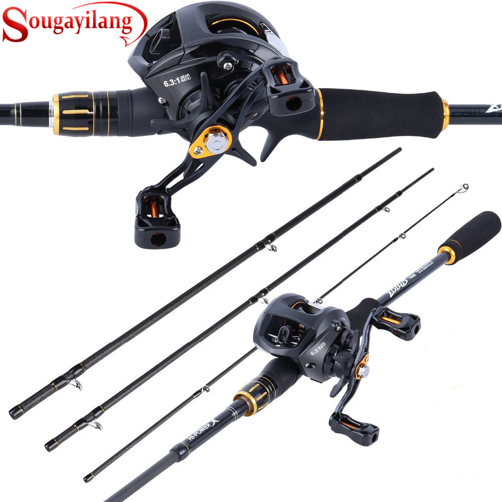 Cheap Sougayilang 2.1m/2.4M Casting Fishing Rod Reel Combos with 4