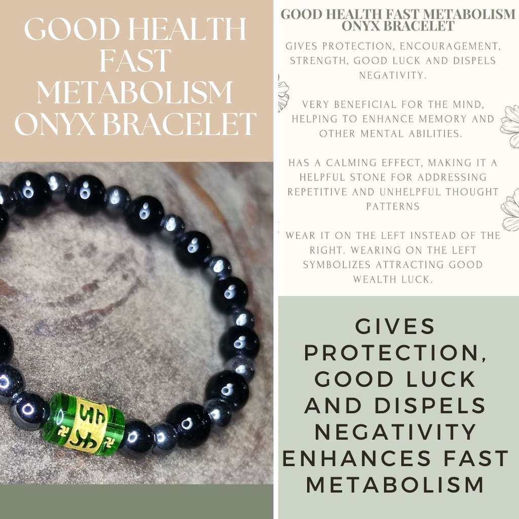 Crystal Crafts Good Health Fast Metabolism Onyx Bracelet Blocks