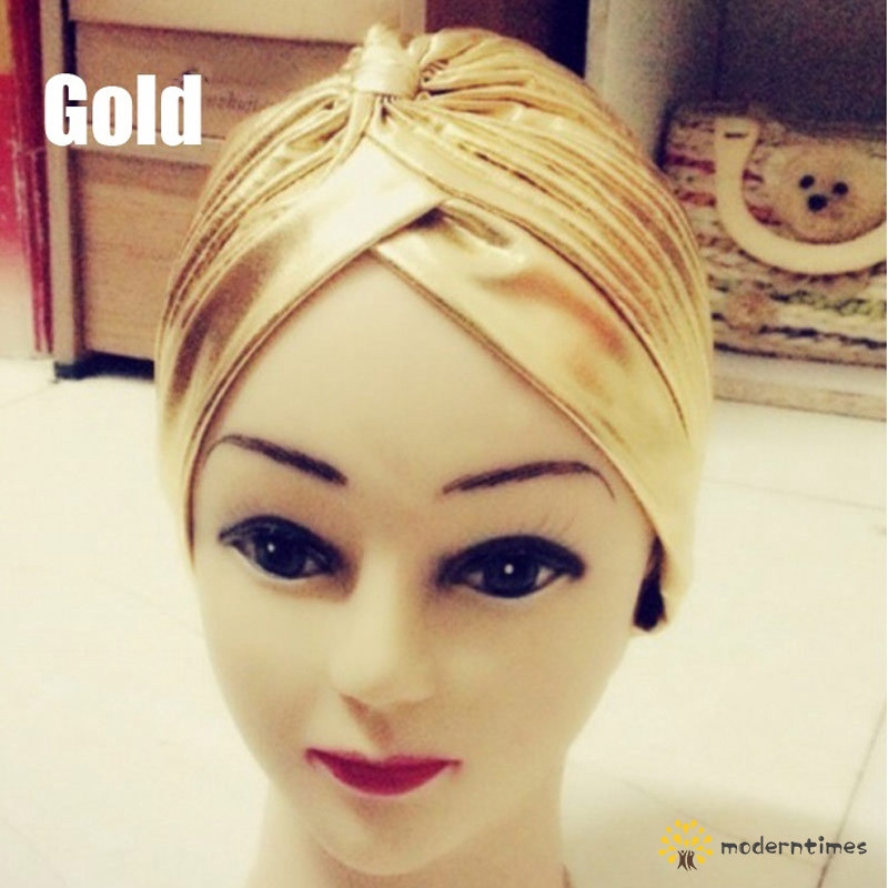 ♡MT♡ Fashion Womens Lady Leopard Gold Turban Chemo Hair Head Hat