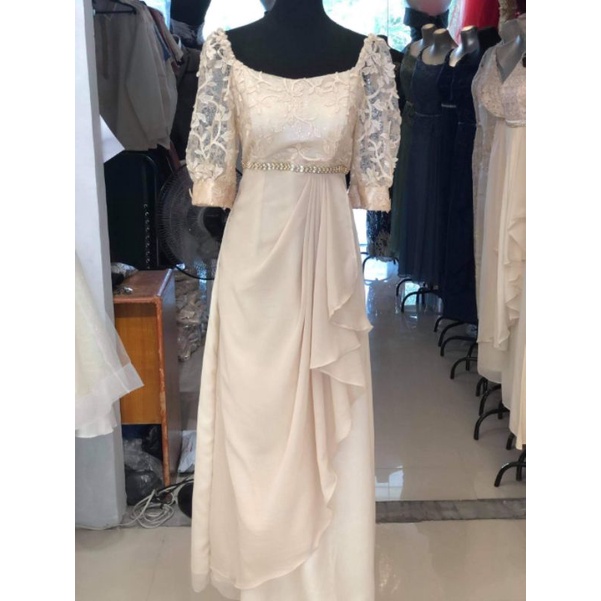 Beige gown for ninang hotsell