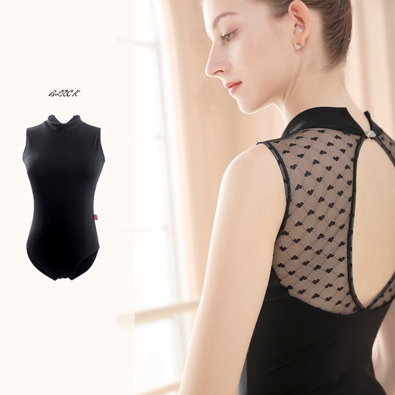 Women Ballet Leotards Stand Collar Bodysuits Adult Lace Splice Dance Wear Ballerina Dance 8196