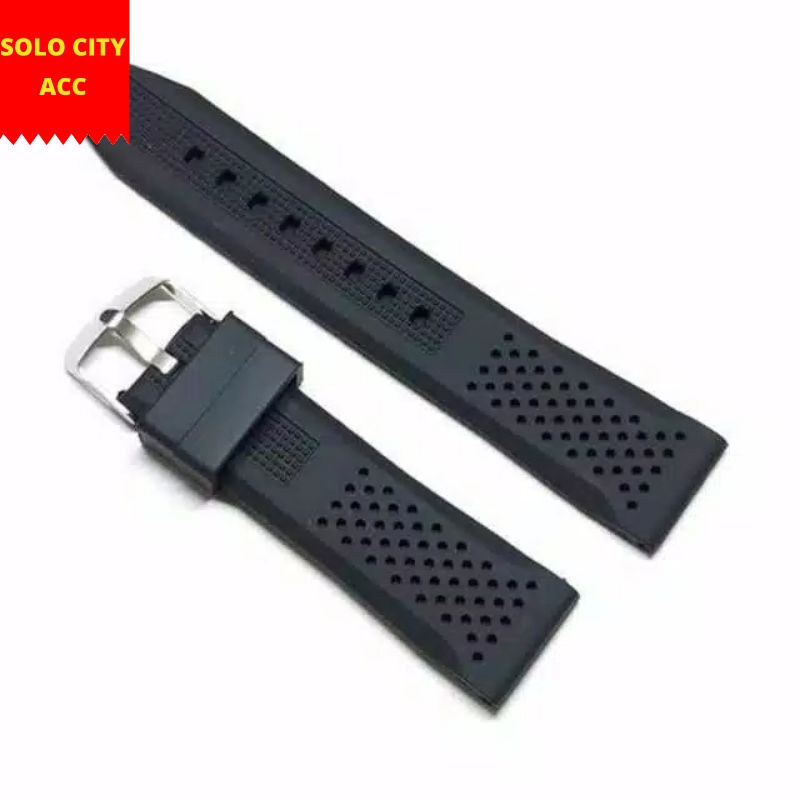 22mm Black Rubber Watch Strap with Stainless Buckle for Tag Heuer