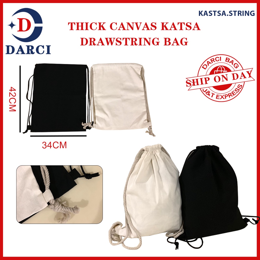 10pcs Canvas Katsa Drawstring Bag Backpack Plain String Bag Back pack ...