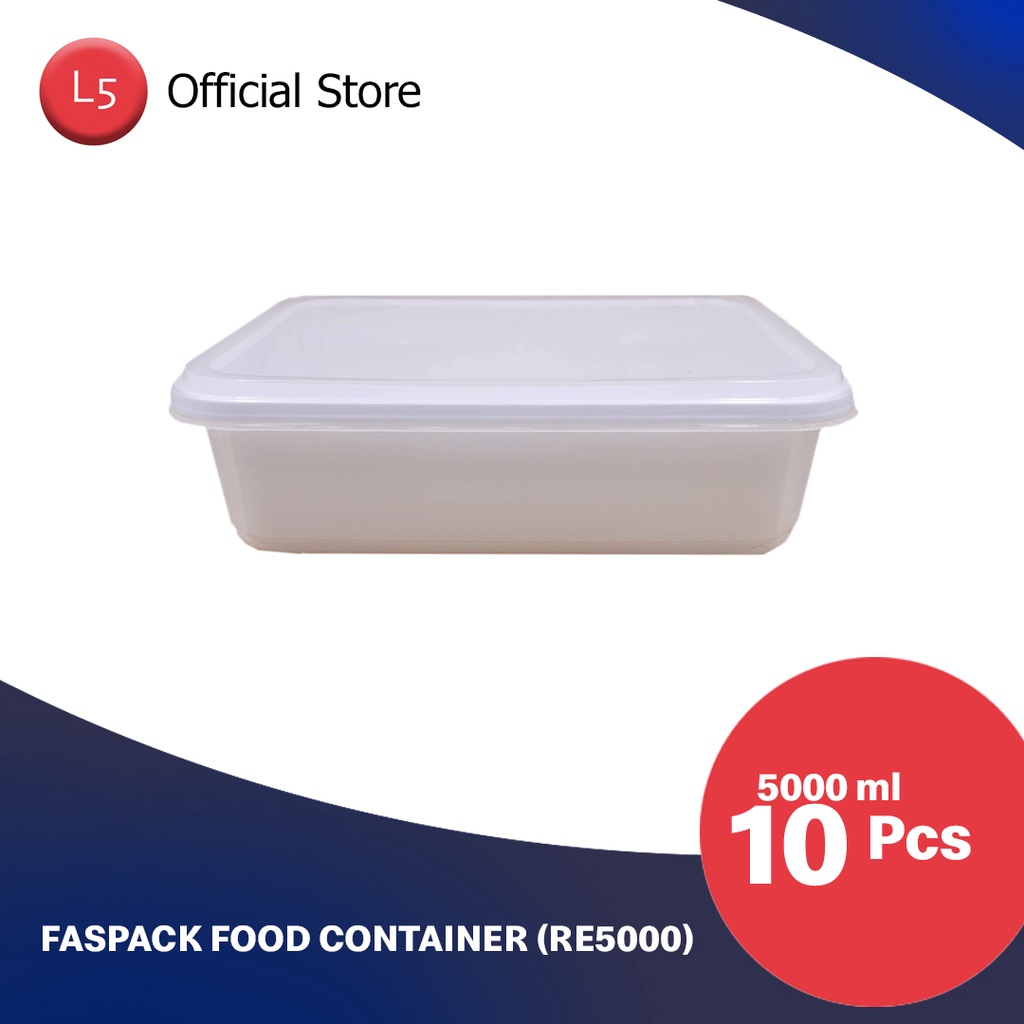FASPACK Microwavable Rectangular Food Container RE5000 10pcs | Shopee ...