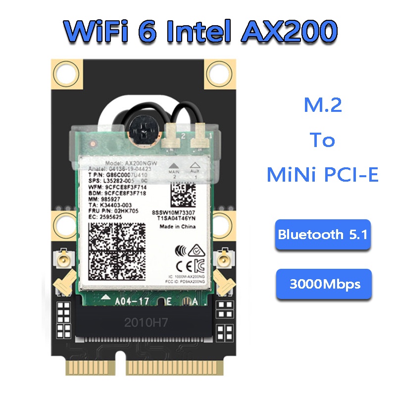 Mini Pci E Wifi 6 Adapter Intel Ax200 Wifi Network Card Wireless 2400mbps Bluetooth 5 0 Ax200ngw