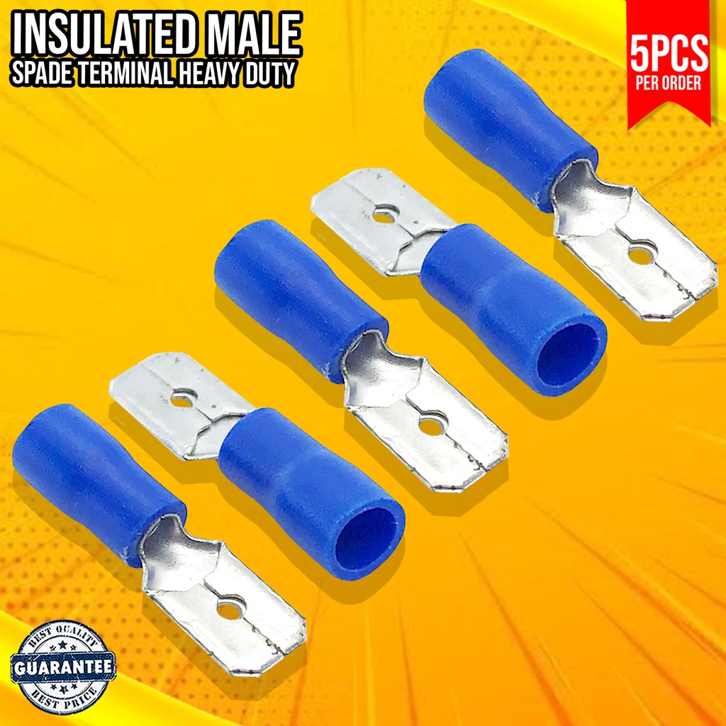 5PCS Male Insulated Spade Wire Connector Electrical Crimp Terminal
