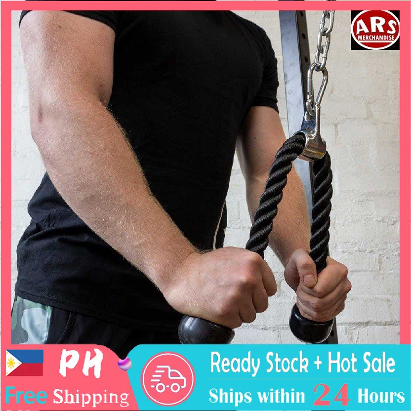 Tricep Rope Pull Down – 27-inch Rope Length, Easy to Grip & Non Slip ...