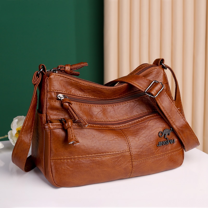 In Stock】Women Messenger Shoulder Bag Leather Fashion Retro Bag Multi