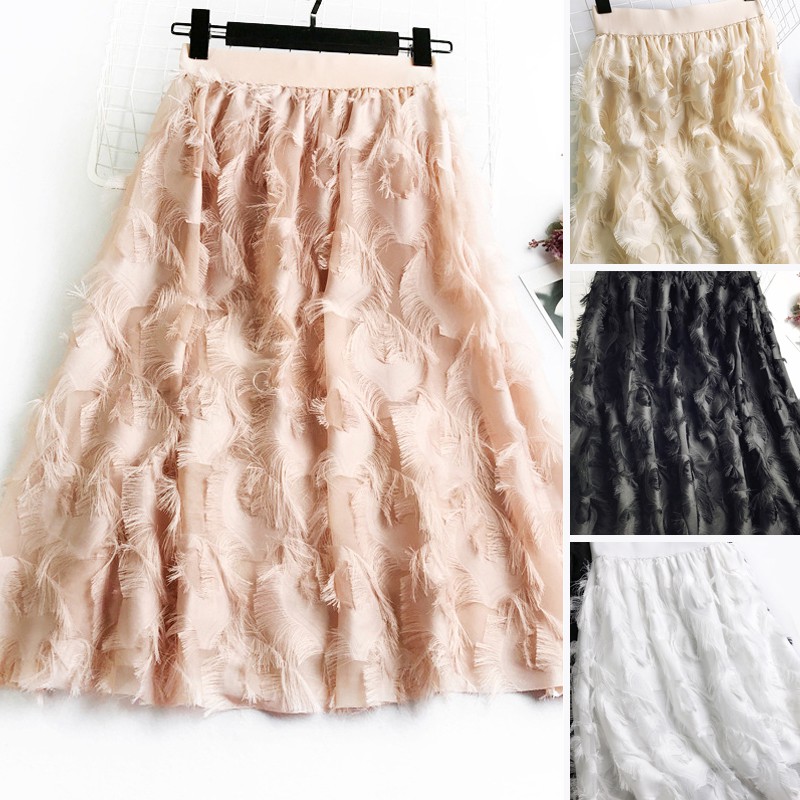 Feather chiffon skirt hotsell