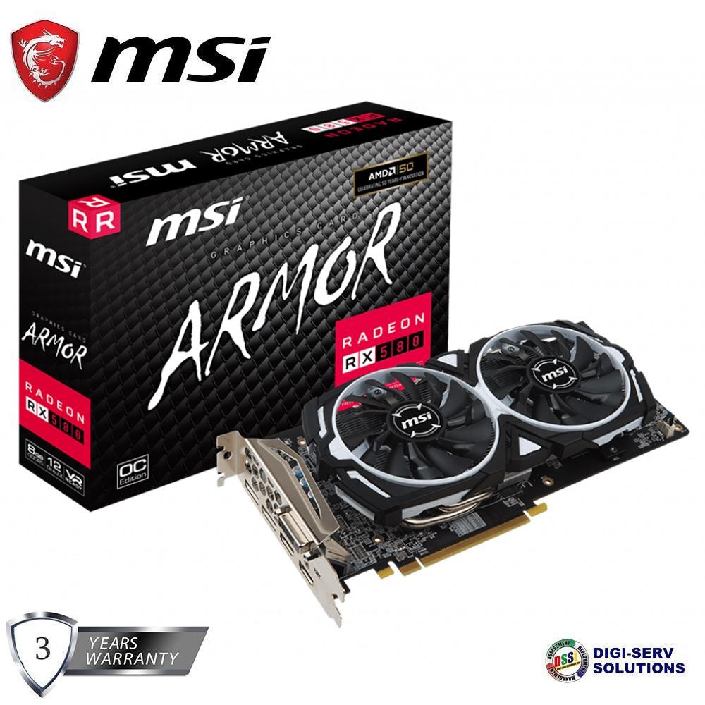 MSi Radeon RX 580 ARMOR 8G OC Gaming Graphics Card, Boostable to 1366 ...