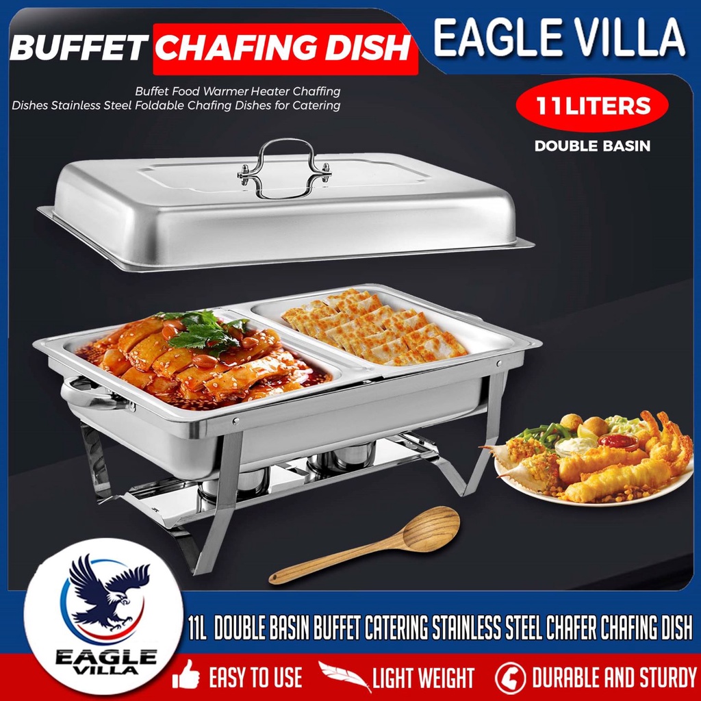 Eagle Villa 1PC Chafing Dish 11L Food Warmer Buffet Stainless Square