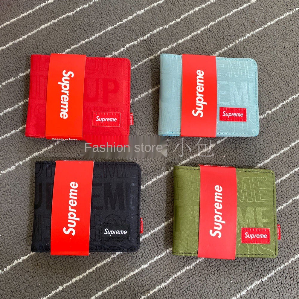 New product supreme short two fold full embroidered men wallet and women coin purse