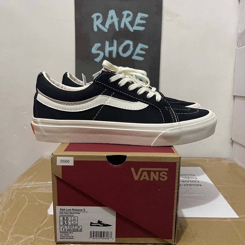 Vans Skate Low Reissue Black/white (men and women size) Shopee