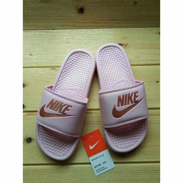 Nike slippers rose on sale gold